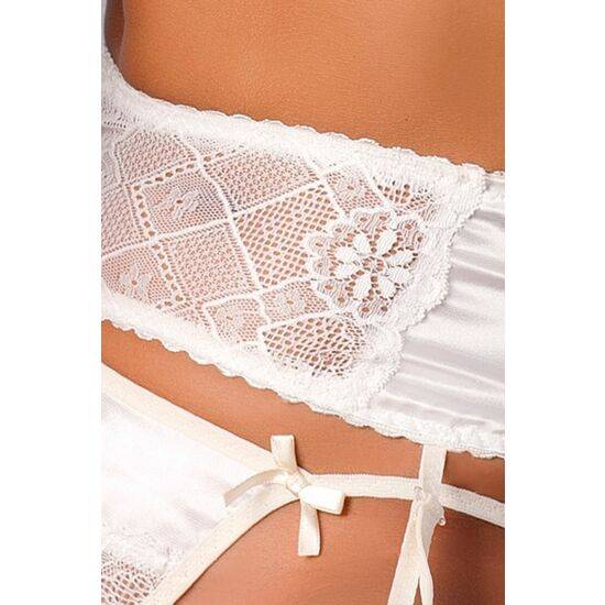 CONJUNTO SEXY PARA NOVIA DE RASO Y ENCAJE MARFIL - Conjuntos - SEXSHOP