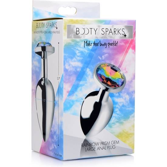 PLUG ANAL GEMA - RAINBOW - LARGO - PLATA - Anal - SEXSHOP