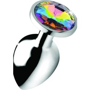PLUG ANAL GEMA - RAINBOW - LARGO - PLATA - Anal - SEXSHOP