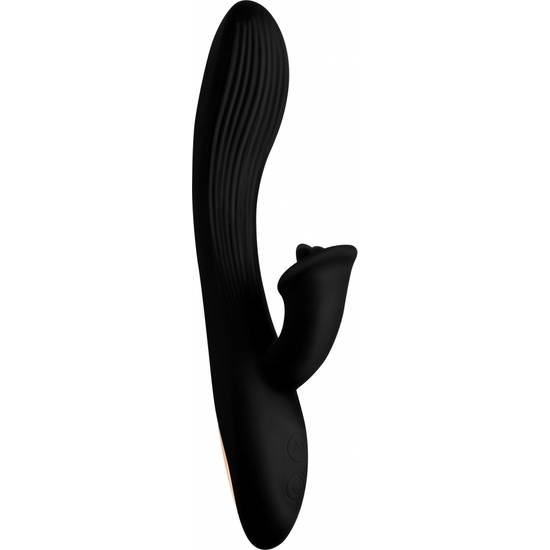 WONDER VIBE - VIBRADOR FLEXIBLE CON ESTIMULADOR DE CLÍTORIS - NEGRO - Estimuladores Mariposas y Conejitos - Sex Shop ARTICULOS EROTICOS