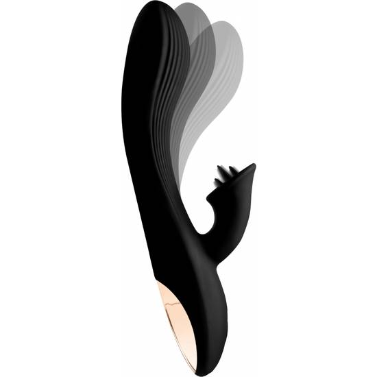 WONDER VIBE - VIBRADOR FLEXIBLE CON ESTIMULADOR DE CLÍTORIS - NEGRO - Mariposas y Conejitos - SEXSHOP