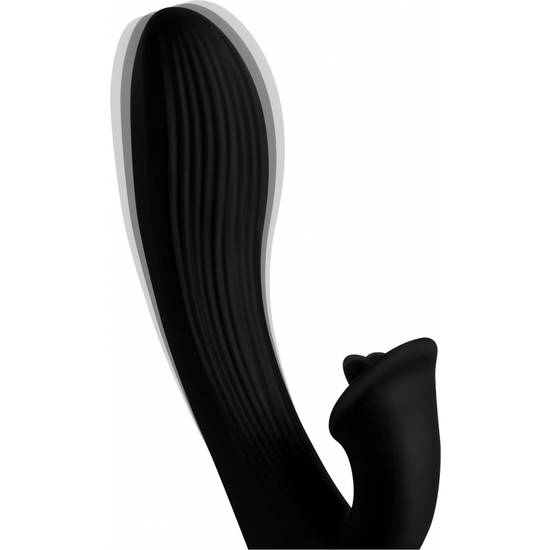 WONDER VIBE - VIBRADOR FLEXIBLE CON ESTIMULADOR DE CLÍTORIS - NEGRO - Mariposas y Conejitos - SEXSHOP