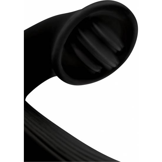 WONDER VIBE - VIBRADOR FLEXIBLE CON ESTIMULADOR DE CLÍTORIS - NEGRO - Mariposas y Conejitos - SEXSHOP