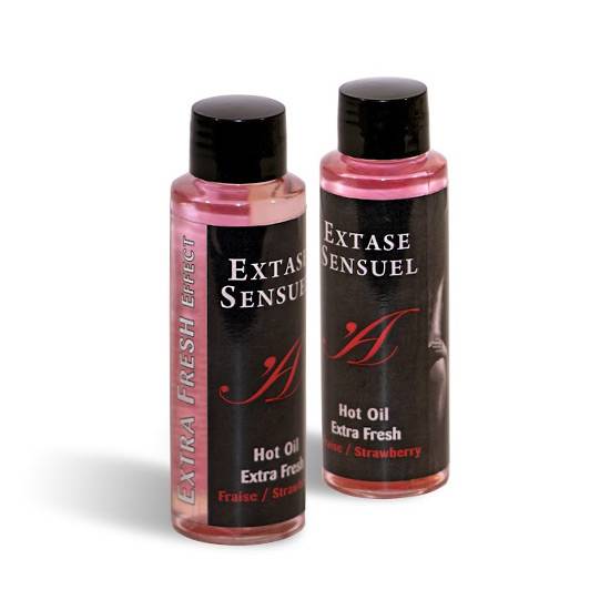 EXTASE SENSUEL ACEITE DE MASAJE EFECTO EXTRA FRESH FRESA - Cosmética Erótica con sabores - Sex Shop ARTICULOS EROTICOS