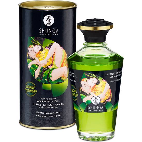 SHUNGA ACEITE EFECTO CALOR TE VERDE 100 ML - Cosmética Erótica con sabores - Sex Shop ARTICULOS EROTICOS
