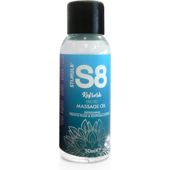 S8 ACEITE DE MASAJE REFRESH: CIRUELA FRANCESA Y ALGODÓN EGIPCIO - 50ML - Cosmética Erótica Cremas Masaje - Sex Shop ARTICULOS EROTICOS