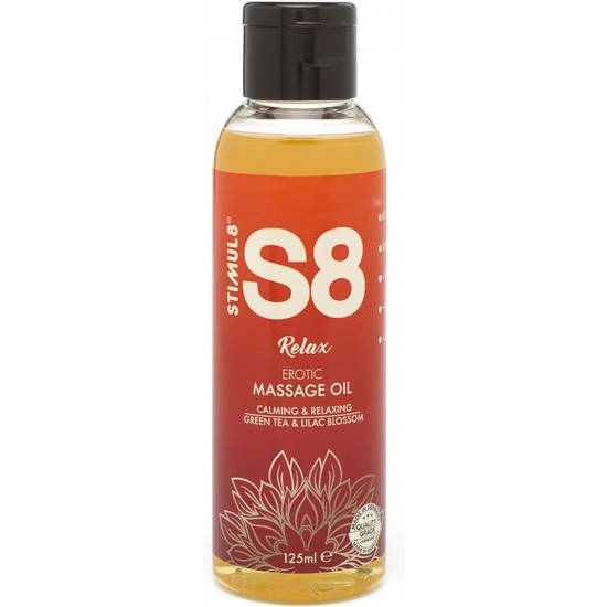 S8 ACEITE DE MASAJE RELAX: TÉ VERDE Y FLOR LILA - 125ML - Cosmética Erótica Cremas Masaje - Sex Shop ARTICULOS EROTICOS