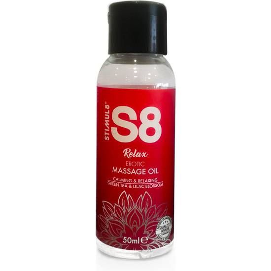 S8 ACEITE DE MASAJE RELAX: TÉ VERDE Y FLOR LILA - 50ML - Cosmética Erótica Cremas Masaje - Sex Shop ARTICULOS EROTICOS