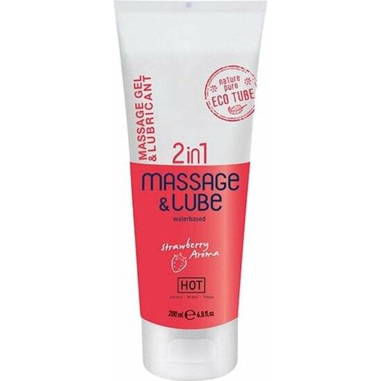 HOT MASSAGE & GLIDE GEL 2IN1 FRESA 200ML - Cosmética Erótica con Efecto Calor - Sex Shop ARTICULOS EROTICOS