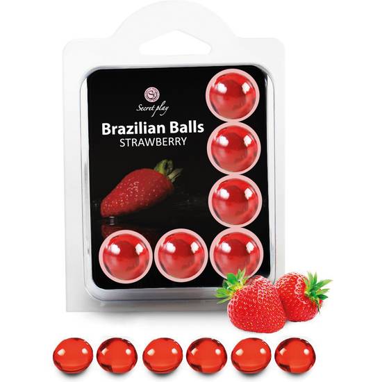 SECRET PLAY SET 6 BRAZILIAN BALLS AROMA FRESA - Cosmética Erótica Preservativos Aromáticos-Sex Shop ARTICULOS EROTICOS