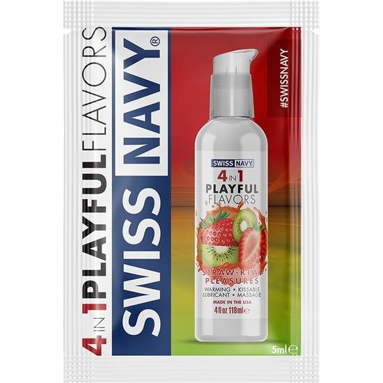 SWISS NAVY 4 IN 1 STRAWBERRY-KIWI PLEASURES - 5ML - Cosmética Erótica con sabores - Sex Shop ARTICULOS EROTICOS