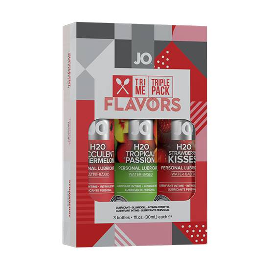 SYSTEM JO - PACK DE 3 LUBRICANTES DE SABORES TROPICAL/FRESA/SANDÍA - Cosmética Erótica Varios - Sex Shop ARTICULOS EROTICOS