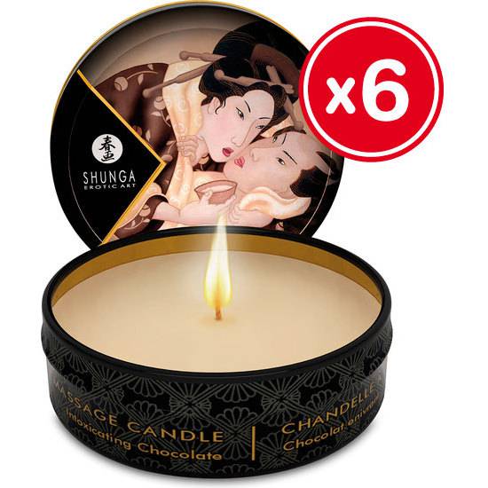 SHUNGA VELA DE MASAJE CHOCOLATE 6 X 30 ML - Afrodisiácos Velas - Sex Shop ARTICULOS EROTICOS