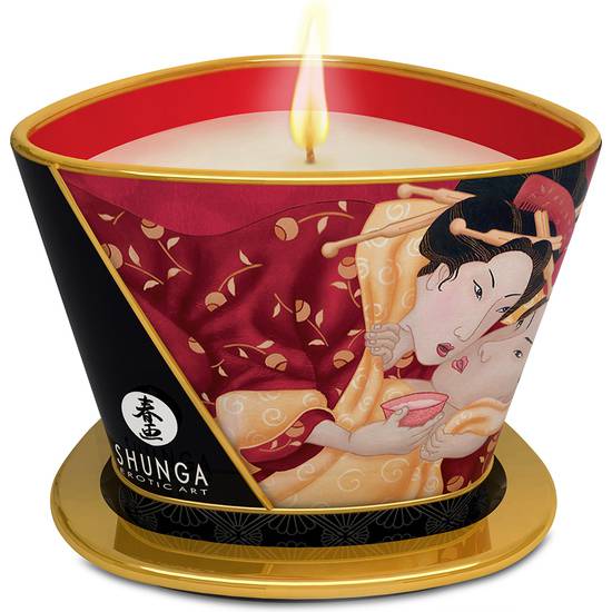 SHUNGA VELA DE MASAJE FRESA 170 ML - Afrodisiácos Velas - Sex Shop ARTICULOS EROTICOS