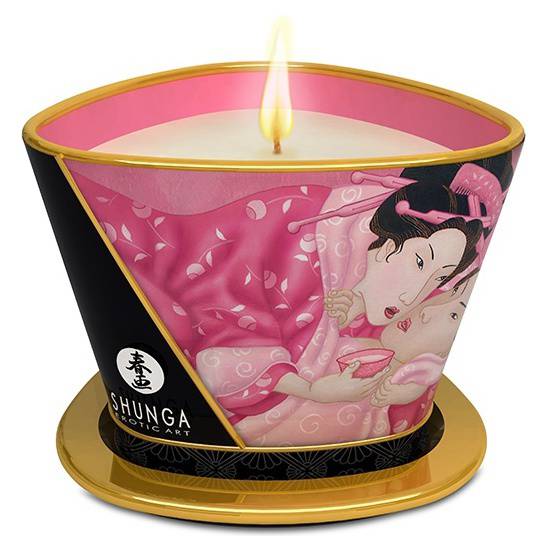 SHUNGA VELA DE MASAJE ROSA AFRODISIACA 170 ML - Afrodisiácos Velas - Sex Shop ARTICULOS EROTICOS