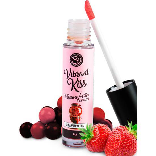 LIP GLOSS VIBRANT KISS - CHICLE DE FRESA - Afrodisiácos Sabor - Sex Shop ARTICULOS EROTICOS