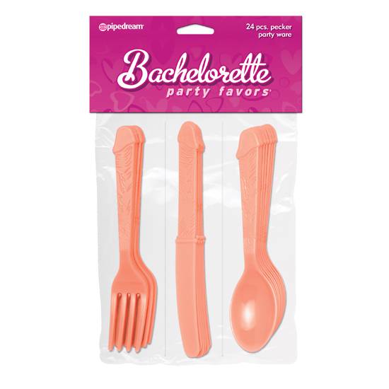 BACHELORETTE SET DE CUBERTERIA EN FORMA DE PENE 24 PZS - Decoración Eróticas - Sex Shop ARTICULOS EROTICOS