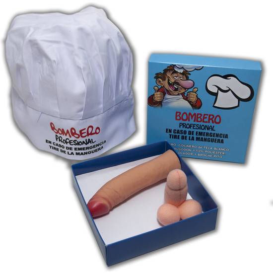 CAJA GORRO COCINERO BLANCO BOMBERO PROFESIONAL - Disfraces Eróticos Disfraz - Sex Shop ARTICULOS EROTICOS