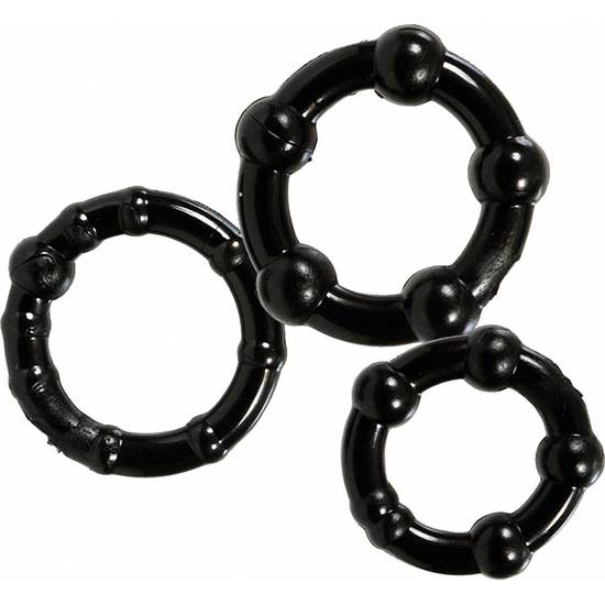 JUEGO TRES ANILLOS PENE NEGROS - Juguetes Sexuales Anillo Kit - Sex Shop ARTICULOS EROTICOS