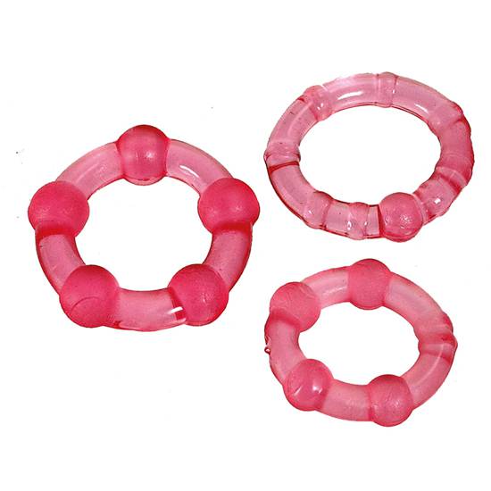 JUEGO TRES ANILLOS PENE ROSA - Juguetes Sexuales Anillo Kit - Sex Shop ARTICULOS EROTICOS