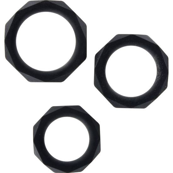 POWER HALO SET ANILLOS PARA EL PENE NEGRO - Juguetes Sexuales Anillo Kit - Sex Shop ARTICULOS EROTICOS