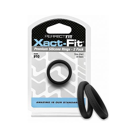 XACT-FIT PACK DE 2 ANILLOS DE SILICONA 11CM - NEGRO - Juguetes Sexuales Anillo Kit - Sex Shop ARTICULOS EROTICOS