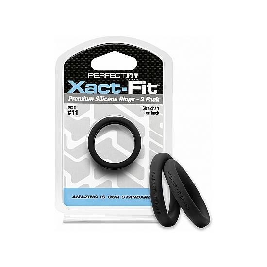 XACT-FIT PACK DE 2 ANILLOS DE SILICONA 12CM - NEGRO - Juguetes Sexuales Anillo Kit - Sex Shop ARTICULOS EROTICOS