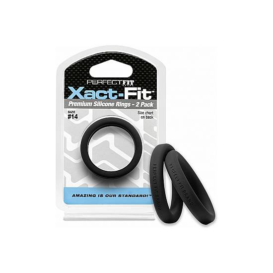 XACT-FIT PACK DE 2 ANILLOS DE SILICONA 14,4CM - NEGRO - Juguetes Sexuales Anillo Kit - Sex Shop ARTICULOS EROTICOS