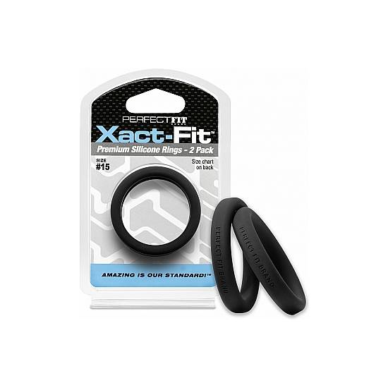 XACT-FIT PACK DE 2 ANILLOS DE SILICONA 15,2CM - NEGRO - Juguetes Sexuales Anillo Kit - Sex Shop ARTICULOS EROTICOS