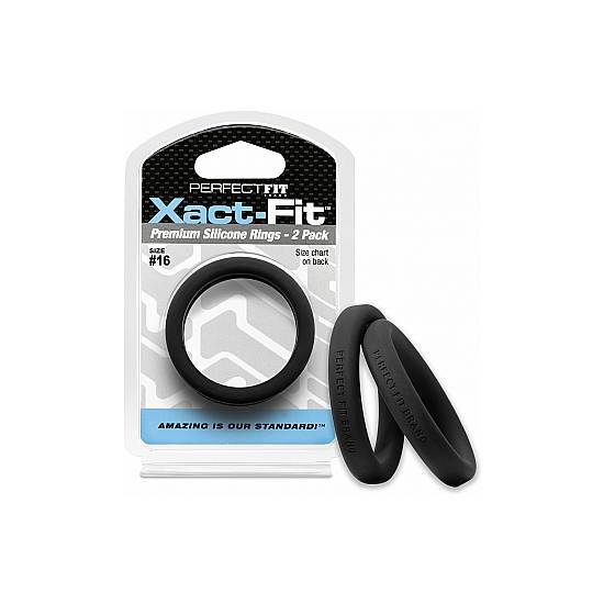 XACT-FIT PACK DE 2 ANILLOS DE SILICONA 16CM - NEGRO - Juguetes Sexuales Anillo Kit - Sex Shop ARTICULOS EROTICOS