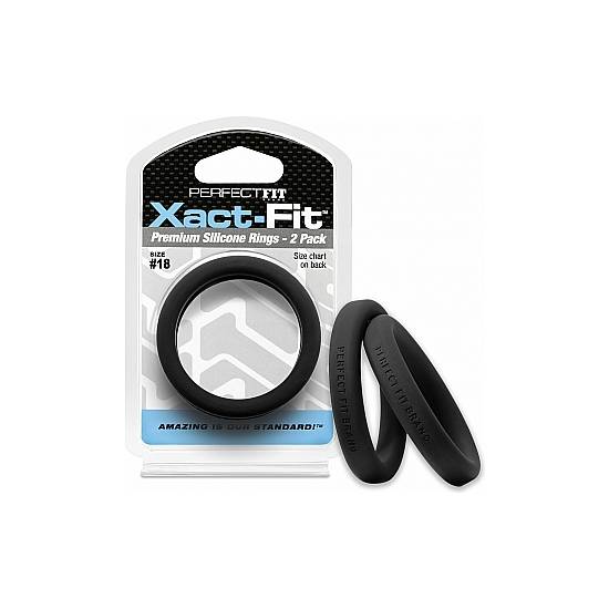 XACT-FIT PACK DE 2 ANILLOS DE SILICONA 17,5CM - NEGRO - Juguetes Sexuales Anillo Kit - Sex Shop ARTICULOS EROTICOS