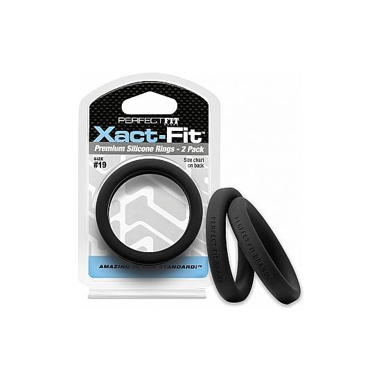 XACT-FIT PACK DE 2 ANILLOS DE SILICONA 18,3CM - NEGRO - Juguetes Sexuales Anillo Kit - Sex Shop ARTICULOS EROTICOS