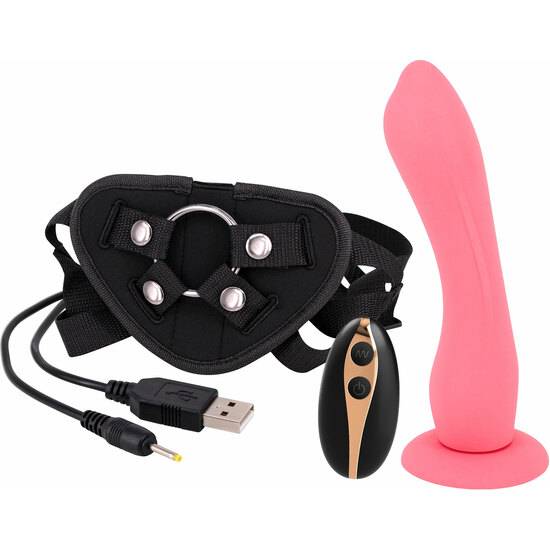 ARNÉS CON DILDO Y VIBRACIÓN 18,5CM - ROSA - Vibrador Pene Control remoto - Sex Shop ARTICULOS EROTICOS