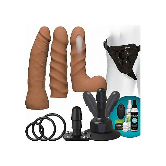 KIT DUAL DENSITY ULTRASKYN VIBRADOR PARA PRINCIPIANTES - CARAMELO - BDSM Bondage Kit - Sex Shop ARTICULOS EROTICOS