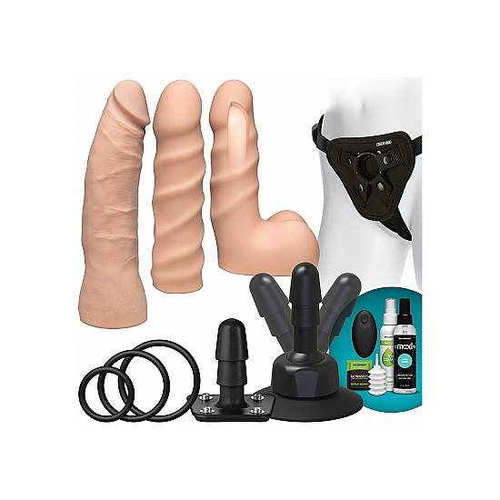 KIT DUAL DENSITY ULTRASKYN VIBRADOR PARA PRINCIPIANTES - VAINILLA - BDSM Bondage Kit - Sex Shop ARTICULOS EROTICOS