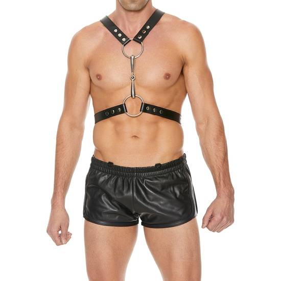 ARNÉS DE HOMBRE CON BIT DE METAL - NEGRO - Arnes BDSM Bondage - Sex Shop ARTICULOS EROTICOS