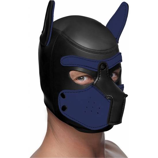 CAPUCHA NEOPRENO SPIKE PUPPY - NEGRO Y AZUL - Mordazas BDSM Bondage - Sex Shop ARTICULOS EROTICOS