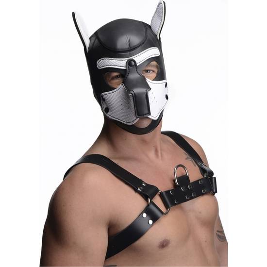 CAPUCHA NEOPRENO SPIKE PUPPY - NEGRO  Y BLANCO - Mordazas BDSM Bondage - Sex Shop ARTICULOS EROTICOS