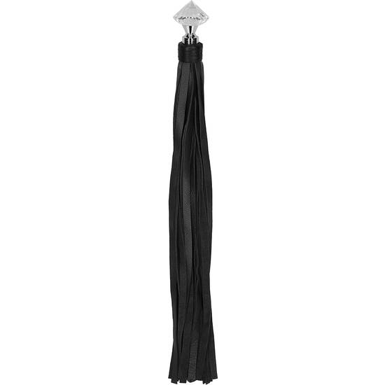 FLOGGER DE CUERO CON MANGO PUNTIAGUDO BRILLANDE - NEGRO - Látigos BDSM Bondage - Sex Shop ARTICULOS EROTICOS