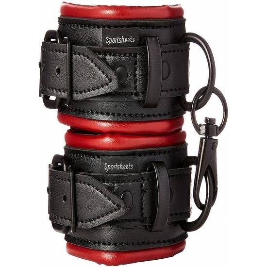 SAFFRON CUFFS - ESPOSAS CUERO - ROJA - Esposas BDSM Bondage - Sex Shop ARTICULOS EROTICOS