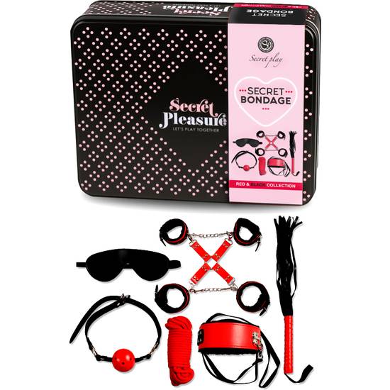 SECRET BONDAGE 8 PIEZAS ROJO & NEGRO - BDSM Bondage Kit - Sex Shop ARTICULOS EROTICOS