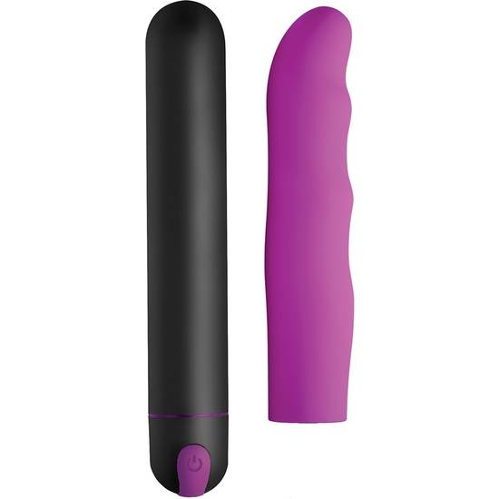 BALA XL MÁS FUNDA DE SILICONA CON ONDAS - MORADO - Juguetes Sexuales Vibradores Balas - Sex Shop ARTICULOS EROTICOS