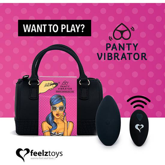 FEELZTOYS - BRAGUITA VIBRADORA CON MANDO - NEGRO - Juguetes Sexuales Huevos Vibradores - Sex Shop ARTICULOS EROTICOS