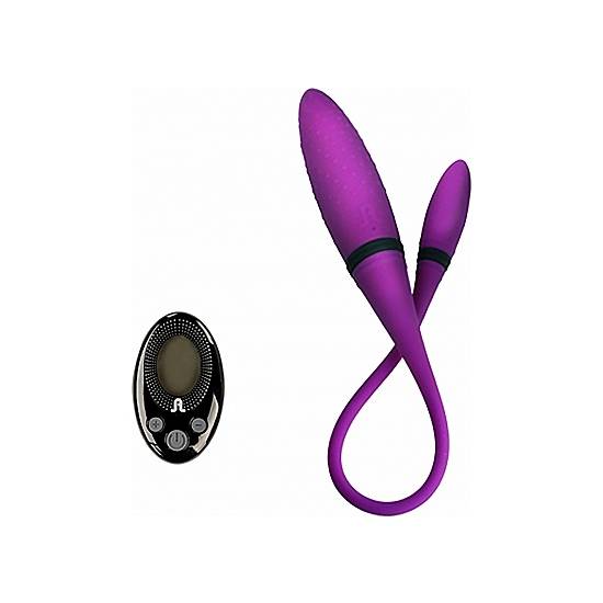 VIBRADOR 2 CON DOBLE PUNTA Y MANDO - MORADO - Juguetes Sexuales Vibradores Doble - Sex Shop ARTICULOS EROTICOS