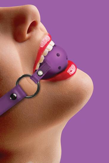 OUCH MORDAZA CON CINTAS DE CUERO LILA - Mordazas BDSM Bondage - Sex Shop ARTICULOS EROTICOS