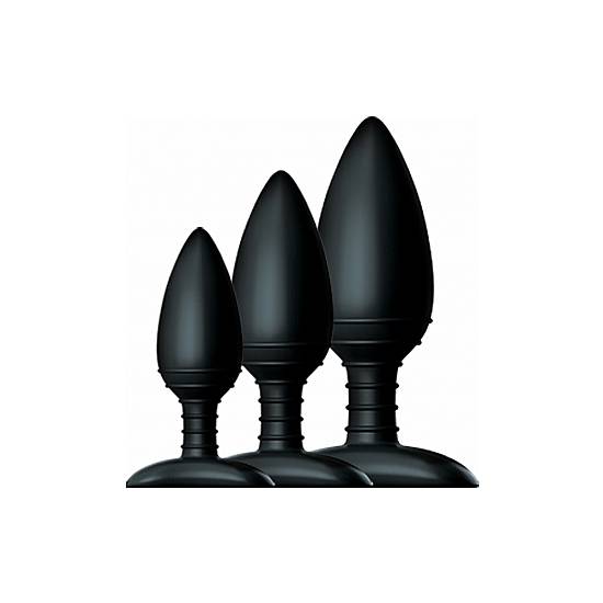 KIT DE 3 DILDOS DE SILICONA S M L NEGRO - Juguetes Sexuales  Anales Kits - Sex Shop ARTICULOS EROTICOS