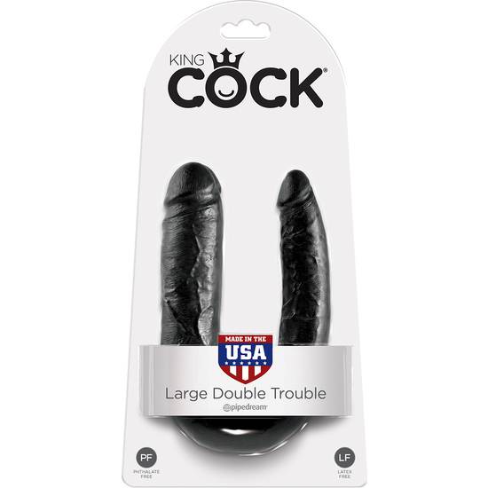 KING COCK PENE REALISTICO DOBLE LARGE NEGRO - Vibrador Pene Doble Penetración - Sex Shop ARTICULOS EROTICOS