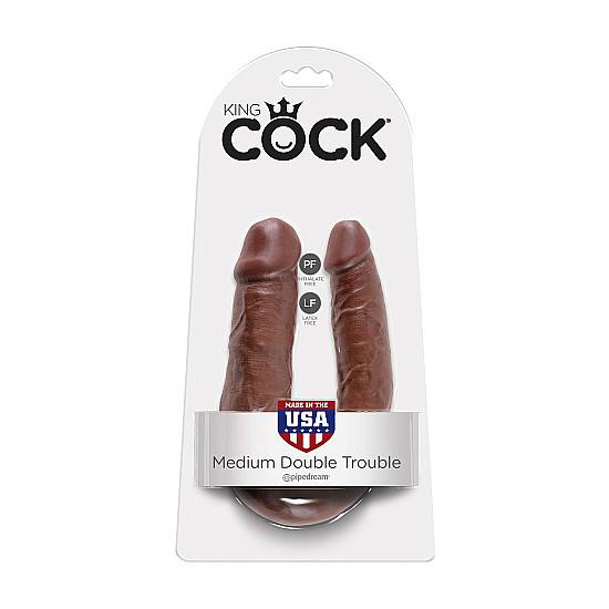 KING COCK PENE REALISTICO DOBLE MEDIANO MARRON - Vibrador Pene Doble Penetración - Sex Shop ARTICULOS EROTICOS