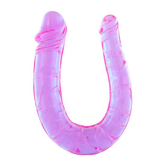 PENE CON DOS CABEZAS DE GELATINA FLEXIBLE - Vibrador Pene Doble Penetración - Sex Shop ARTICULOS EROTICOS