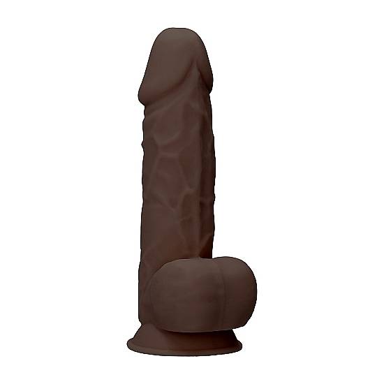 PENE DE SILICONA CON TESTÍCULOS 21,6CM - MARRÓN - Pene Realistico Consolador - Sex Shop ARTICULOS EROTICOS